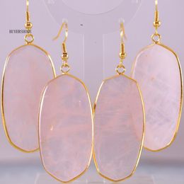 Dangle & Chandelier Without Tags Fashion Jewelrly Natural Stone Pink Crystal Earrings 1Pair RU004