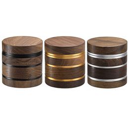 Smoking Natural Wood Portable Aluminium Dry Herb Tobacco Grind Spice Miller Grinder Crusher Grinding Chopped Hand Muller Cigarette Holder High Quality Wooden DHL