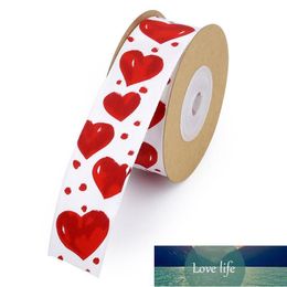 1 Roll Polyester Heart Pattern Decorative Ribbon Red Colour Gift Wrapping Ribbon