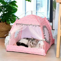 cat tent bed Pet products the general teepee closed Cosy hammock with floors house pet small dog accessories 211006