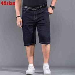 Plus size XL shorts big size thin section stretch men's summer jeans shorts loose black Knee Length jeans 46 48 44 H1210