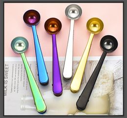 New style Stainless Steel Coffee Measuring Spoon With Bag Seal Clip Multifunction Jelly Ice Cream Fruit Scoop Spoon Kitchen Tools T9I001133