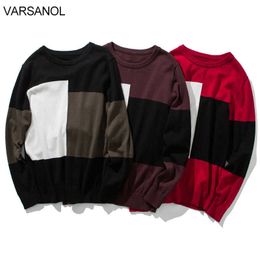 Varsanol Cotton Sweater Pillovers Men Clothes Winter Warm Mens Knitted Sweater Tops Coats Pull Homme Black Grey Man Clothes 210601