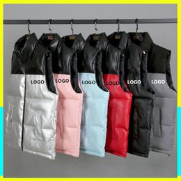 Men Custom Vests Jackets Fashion Trend Hip Hop Sleeveless Zipper Splicing Vest Coats Designer Teenager Winter Slim Waistcoat Outerwear