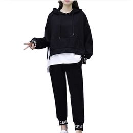 Sports Suit Female Autumn And Winter Student Wear Korean Version Of Loose Fashion Women's Bikes 2021 Casual Two Piece Set Women Y0625