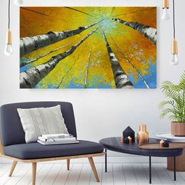 Wall Art Canvas Painting For Living Room Wall Pictures Birch Forest Landscape Spray Painting Home Decor Unframed