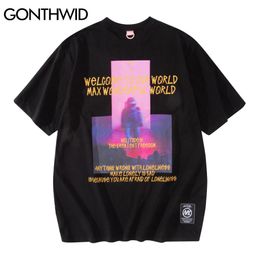 GONTHWID Oversized Tees Shirts Hip Hop Streetwear Astronaut Short Sleeve T-Shirts Men Fashion Loose Casual Harajuku Tshirts Tops C0315