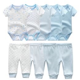 2021 Solid Bodysuits+Pants Baby Boy Clothes Clothing Sets 0-12M Baby Girl Clothes Unisex Newborn Girls Baby Cotton Roupa de bebe 210226