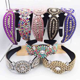 Luxury Full Colourful Crystal Baroque Vintage Tiara Headbands Bohemia Diamante Hairbands For Women Rhinestone Hair Accessories