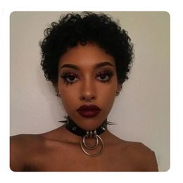 beautiful short curl wig brazilian African American style Simulation human hair kinky curly wigs In Stock
