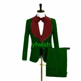 New Style One Button Handsome Shawl Lapel Groom Tuxedos Men Suits Wedding/Prom/Dinner Best Man Blazer(Jacket+Pants+Tie+Vest) W797