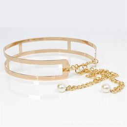 Belts Metallic Cummerbund Wide Women Punk Mirror Waist Chain Belt Metal Plate Ladies Hollow Out Waistband Cintura BL13