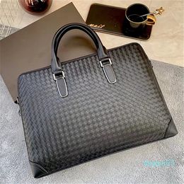 woven handbag business men's briefcase double pull computer large capacity single-shoulder bag f Q0112