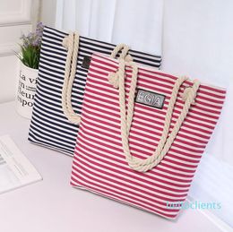 Handbag High Quality Women Girls Canvas Large Striped Summer Shoulder Tote Beach Bag Coloured Stripes
