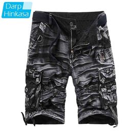 DARPHINKASA Men Cargo Shorts Casual Loose Cotton Military Overalls Camouflage Tie-dye Plus Size 210806