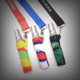 Latest Cool Colorful Silicone Filter Hose Portable Lanyard Necklace Hang Rope Metal Hookah Shisha Smoking Innovative Design Holder DHL Free