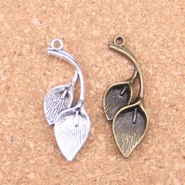 46pcs Antique Silver Plated Bronze Plated leaf branch Charms Pendant DIY Necklace Bracelet Bangle Findings 40*14mm