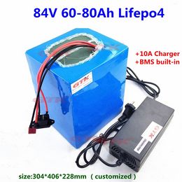 Customized LiFePO4 84V 60ah 70ah 80ah lithium battery pack with BMS for ev car electric car golf car+ 10A Charger