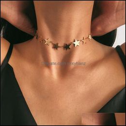 Pendant Necklaces & Pendants Jewellery Plain Star Choker Necklace For Women Pentagram Charm Chain Statement Fashion Gold&Sier Plated Drop Deli