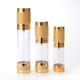 -15ml 30ml 50ml ouro glitter diamante frascos de vácuo airless garrafas de emulsão de luxo fragrância perfume frasco de perfume 10 pçs / lote