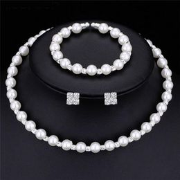 Earrings & Necklace 1 Set Luxury Pearl Crystal Bridesmaid Wedding Jewellery Bracelet Dresses