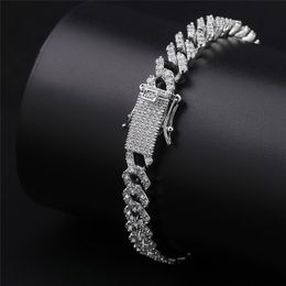 TOPGRILLZ Hip Hop Iced Out Bling CZ Men Bracelet fashion 7 8 9 inch long Miami Cuban Chain bracelets male Hiphop Jewellery gifts 211124