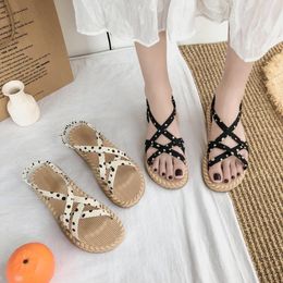 Sandals Black White Ankle Strap Sandal Women Open Toe Laces Flat Shoe Soft Designer Summer Daily Fashion