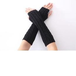 Fingerless Gloves 33cm Long Women Autumn Winter Arm Warmers Knitted Woollen Sleeve Solid Superfine AWg026