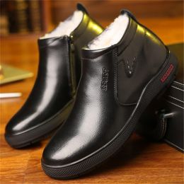 Handmade Genuine Leather Wool Warm Men Boots Winter Ankle Snow Boots Fashion Casual Footwear Men Shoes