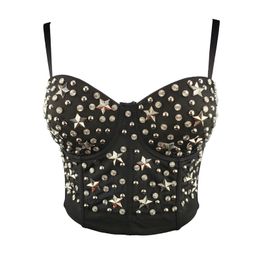 High Quality Women Sexy Designer Beading Punk Style Cotton Camisole Tops Summer Street Short Camis Crop 210527