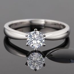 Cluster Rings Romantic 1 6.5mm D Colour Diamond Engagement Ring For Women Super AU750 18K White Gold Female Bridal Jewellery