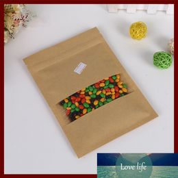 16*26 50pcs brown self kraft paper bags with window retail package paper