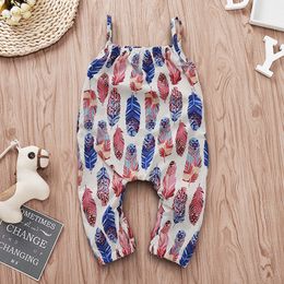 Baby Jumpsuits Tirantes Toddler Casual Clothes Crotch Invisible Zipper Multicolour Feather Cotton Blend Elastic Band Polyester 19 184 Y2