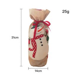 Christmas Wine Bottle Cover Gift Bags Santa Snowman Pattern Home Dinner Decoration Party Table Ornaments
