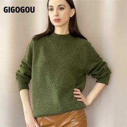 GIGOGOU Woollen Women Turtleneck Sweaters Autumn Winter Thick Warm Knitted Pullover Tops Oversized Jumper Women Cashmere Sweater 210918