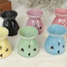 2021 Creative aromatherapy stove Ceramic Oil Lamps Hollow Stars Moon Pattern Essential Oil Fragrance Candle Incense Burners by sea T9I001127