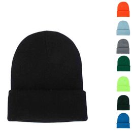 2018 Autumn Winter Hats Korean Casual Men Women Knit Cap Grey Blue Black White Red Elastic Warm Hat Drop Shipping Y21111