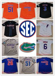 Custom Florida Gators Stitched Baseball Jersey 23 Jack Leftwich Austin Langworthy Sterlin Thompson 52 Kirby McMullen 5 Colby Halter 15 Jor dan Butler Kris Armstrong