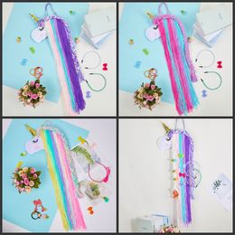 1Pcs Unicorn Hair Bows Storage Belt for Girls gift Clips Barrette Hairband Hanging Organiser Strip Holder for hair clips on hair 152 Y2