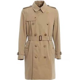 SS Solid color Mens Trench Coats spring and autumn winter classic fashion medium length windbreaker large size coat