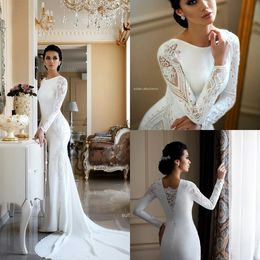 Berta 2022 Mermaid Wedding Dresses Lace Appliqued Beaded Sweep Train Boho Wedding Dress Bridal Gowns Plus Size Sleeves abiti da sposa BC2685