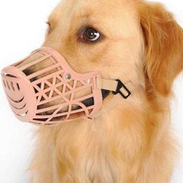 Pet Dogs Muzzle Adjusting Plastic Strong Pet 7 Sizes Muzzle Basket Design Mouth Mask for Large Dog Running Supplies Chien Dog 211006