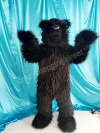 Halloween Black shaggy bear Mascot Costume High quality Cartoon Anime theme character Adults Size Christmas Carnival Birthday Party Outdoor Outfit