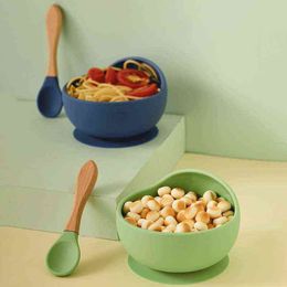 Baby Silicone Dinner Plate Sucker Bowl with Straw Spoon Anti Slip Suction Dish H9EF G1210