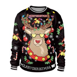 2021 Hässliche Weihnachten für Frauen Männer 3D-Druck Geschenk Lustige Pullover Dünne Pullover Trikots Tops Herbst Winter Weihnachten Dame Übergroßen XXL Y1118