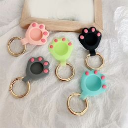 cartoon Silicone Cat Claw AirTags Case Protective Cover Shell with Key Ring for Apple Airtag Smart Bluetooth Wireless Tracker Anti-lost tracking