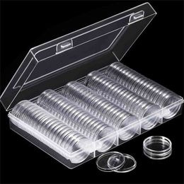 100pcs Plastic Clear Coin Capsules 27mm 30mm Transparent Holder Round Storage Box Case Commemorative Medal Collection 210922