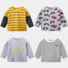 Boys Long Sleeve T Shirt Fashion Spring Children's Clothing Baby Kids Full Print Striped Basic Shirt For Boy 2 3 4 5 8 Year 210701
