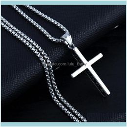Pendant & Pendants Jewelrypendant Necklaces European And American Mens Stainless Steel Necklace Male Sier Color Cross Fashion Exquisite Jewe