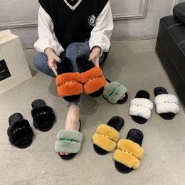 2021 fur shoes women flock cork slippers autumn fashion outdoor furry sandals woman fluffy flip flops mules fur slippers